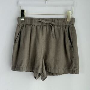 Marine Layer Hemp Drawstring Shorts Women Size XS Olive Green Beachy Coastal